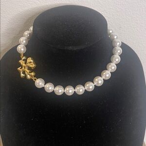 Tory Burch Gold and Faux Pearl Necklace
